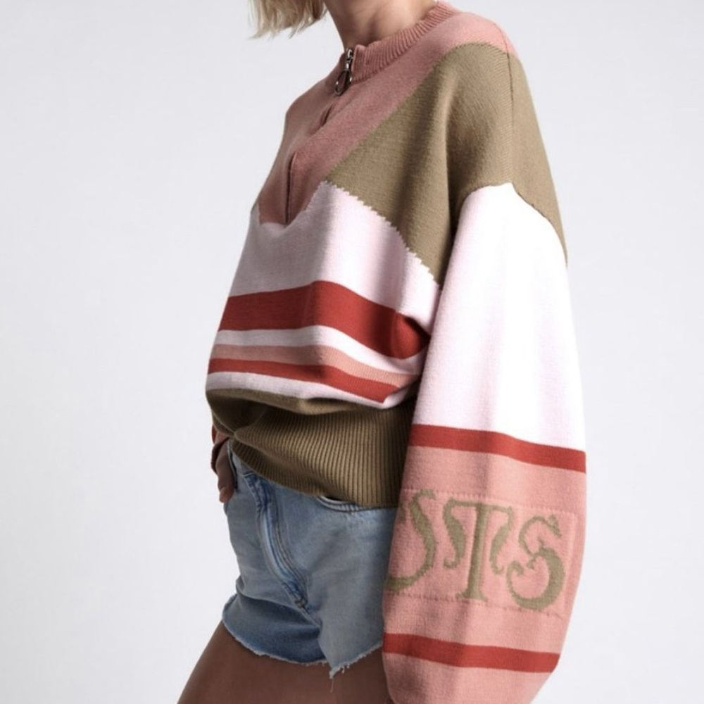 One Teaspoon Color-Block Reactive Sweater Pink Small - Picture 4 of 8